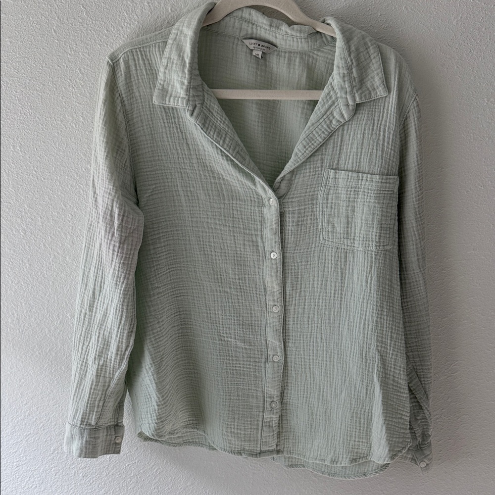 Lucky Brand Sage Green Textured Shirt